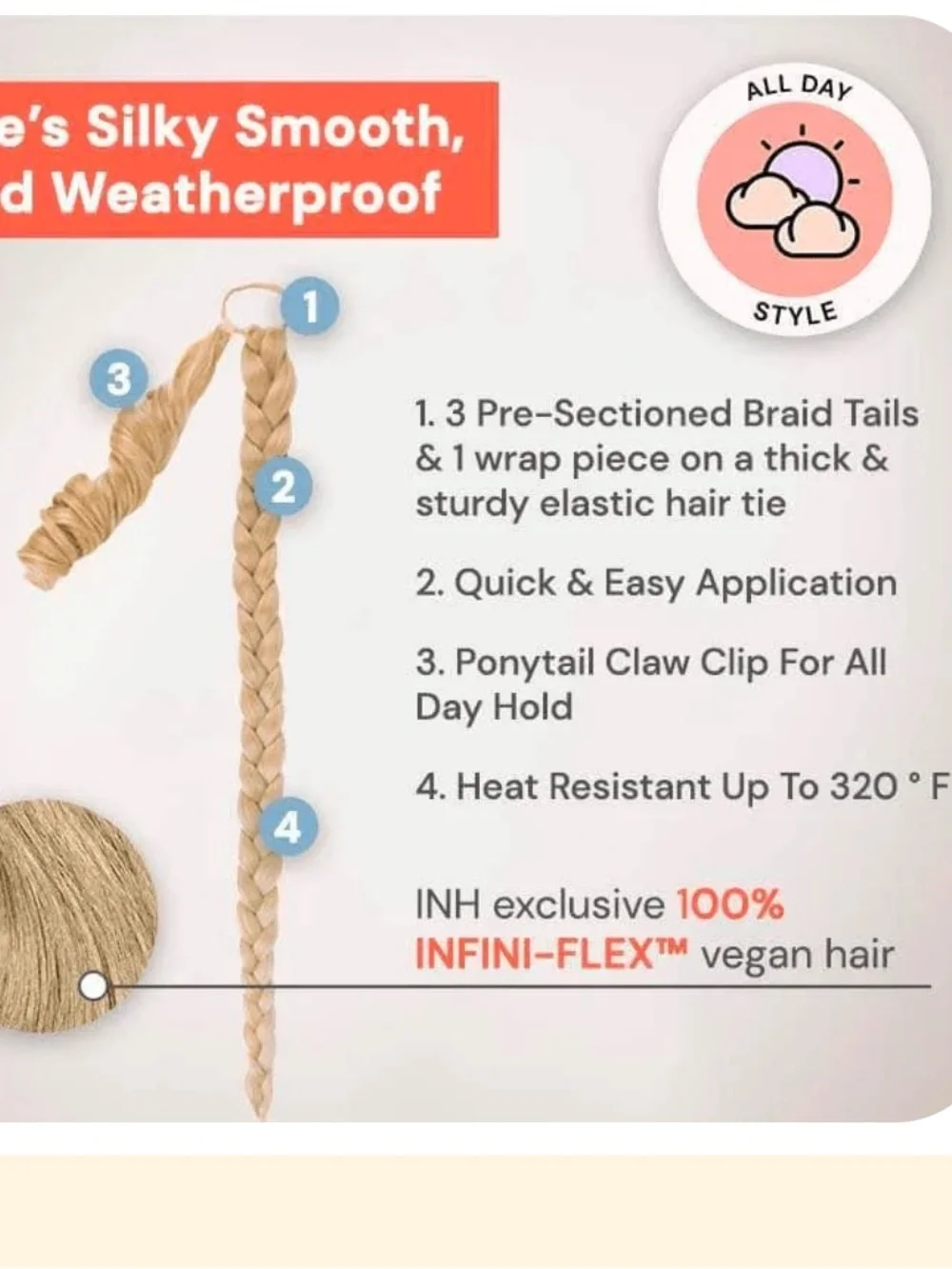 Braid Ponytail Extension CHAMPAGNE BLONDE warm light blonde